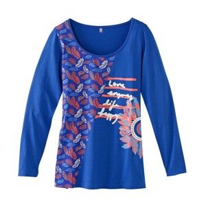 Blancheporte Pyžamové tričko s dlouhými rukávy modrá 34/36