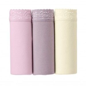Blancheporte Kalhotky s krajkou midi, sada 3 ks růžová+lila+slonová kost 40/42