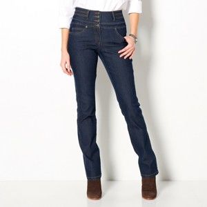 Blancheporte Rovné džíny s vysokým pasem tmavě modrá 46