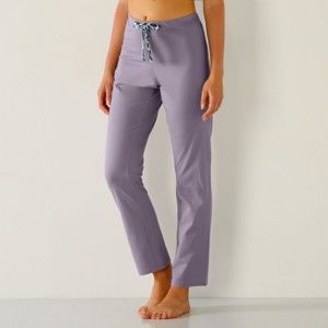 Blancheporte Jednobarevné pyžamové kalhoty, mašlička, květinový potisk šedá 34/36