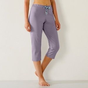 Blancheporte Jednobarevné 3/4 pyžamové kalhoty, mašlička, potisk květy šedá 52
