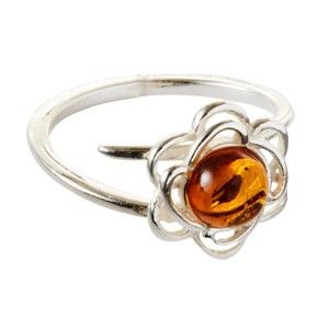 Blancheporte Upravitelný prsten "květ", jantar a stříbro