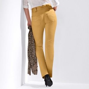 Blancheporte Rovné kalhoty s vysokým pasem, malá postava šafránová 40