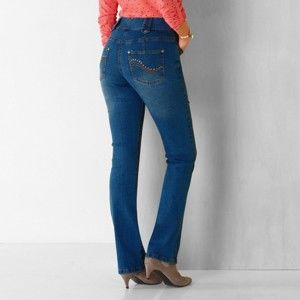Blancheporte Rovné džíny s vysokým pasem, pro malou postavu modrá džínová 42