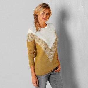 Blancheporte Žakárový originální pulovr režná/medová 50
