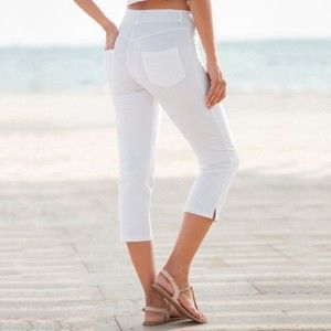Blancheporte 3/4 strečové kalhoty, jednobarevné bílá 36