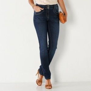Blancheporte Rovné džíny v opraném vzhledu tmavě modrá 44