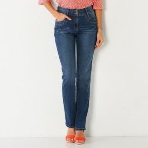 Blancheporte Rovné džíny v opraném vzhledu modrá 50
