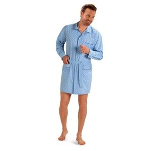 Blancheporte Prodloužený pyžamový kabátek s potiskem modrá 117/126 (XXL)