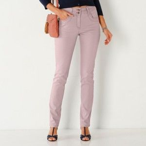 Blancheporte Rovné barevné džíny béžová růžová 52