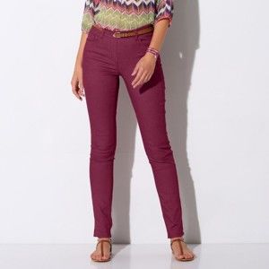 Blancheporte Strečové kalhoty v zeštíhlujícím střihu purpurová 50