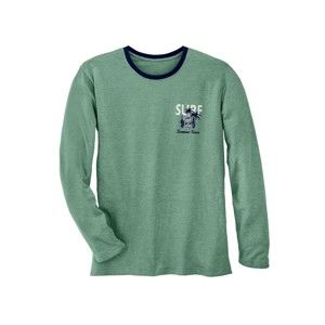 Blancheporte Pyžamové tričko s potiskem a dlouhými rukávy zelený melír 117/126 (XXL)
