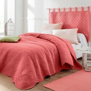 Blancheporte Přehoz na postel růžová korálová povlak na polštář 65x65cm