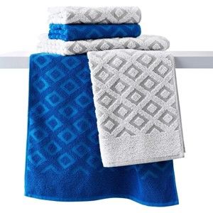 Blancheporte Froté ručníky se žakárovým vzorem, zn. Colombine tmavě modrá/světle modrá osuška 100x170cm