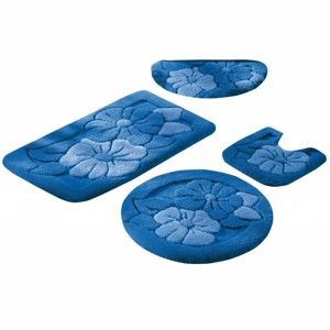 Blancheporte Koupelnová předložka, Květy modrá 50x90cm