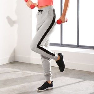 Blancheporte Dvoubarevné sportovní kalhoty šedý melír/černá 52