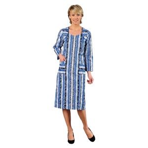 Blancheporte Domácí šaty na zip, dlouhé rukávy modrá 52