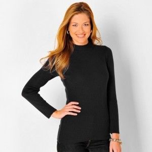 Blancheporte Žebrovaný pulovr se stojáčkem, délka cca 72 cm černá 56