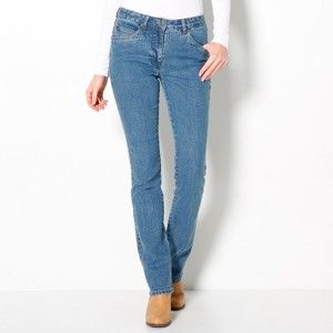 Blancheporte Rovné džíny, střední postava sepraná modrá 50