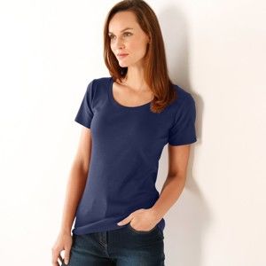 Blancheporte Jednobarevné tričko s krátkými rukávy námořnická modrá 50