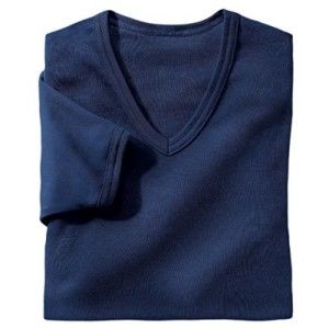 Blancheporte Spodní tričko s výstřihem do "V", sada 3 ks nám. modrá 93/100 (L)