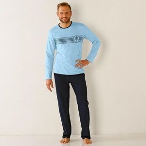 Blancheporte Pyžamo s kalhotami, bavlněný žerzej modrá/nám.modrá 87/96 (M)