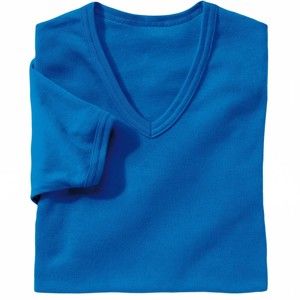 Blancheporte Spodní tričko s výstřihem do "V", sada 3 ks modrá 125/132 (4XL)