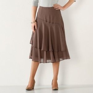 Blancheporte Volánová jednobarevná sukně hnědošedá 52