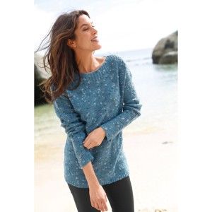 Blancheporte Melírovaný pulovr s lodičkovým výstřihem modrý melír 42/44