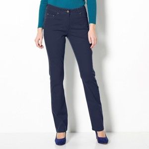 Blancheporte Strečové rovné kalhoty námořnická modrá 44
