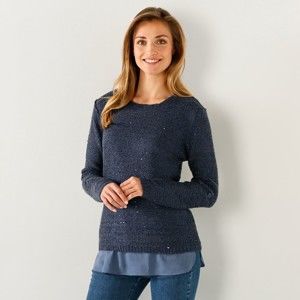 Blancheporte Třpytivý pulovr s efektem 2 v 1 antracitová 50