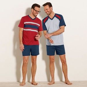 Blancheporte Pyžamo s krátkými šortkami, sada 2 ks červená/nám.modrá 117/126 (XXL)