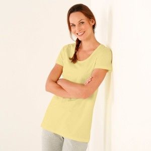 Blancheporte Jednobarevné tričko s krátkými rukávy žlutá 52