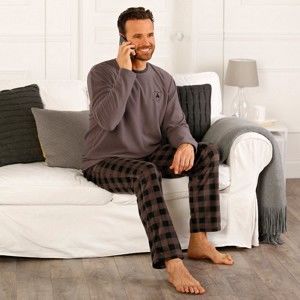 Blancheporte Jednobarevné pyžamo, mikropolar hnědošedá/černá 107/116 (XL)