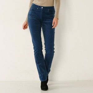Blancheporte Rovné manšestrové kalhoty modrá džínová 44