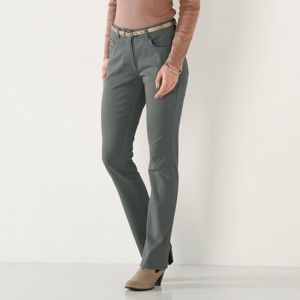 Blancheporte Strečové rovné kalhoty khaki 48