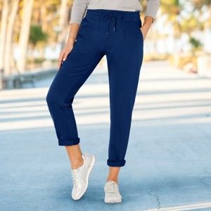 Blancheporte Meltonové kalhoty modrá džínová 54