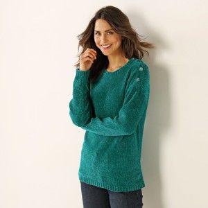 Blancheporte Pletený pulovr, žinylka smaragdová 50