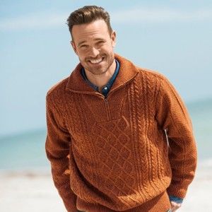 Blancheporte Irský pulovr se stojáčkem na zip měděný melír 87/96 (M)