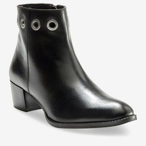 Blancheporte Kotníkové kožené boty s kovovými očky černá 36
