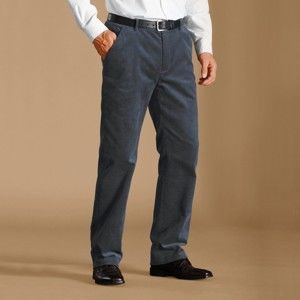 Blancheporte Velurové kalhoty, klasický střih modrošedá 52