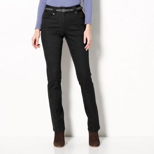 Blancheporte Rovné kalhoty s vysokým stahujícím pasem černá 38