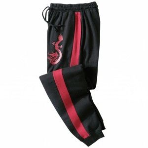 Blancheporte Meltonové sportovní kalhoty černá/červená 60/62
