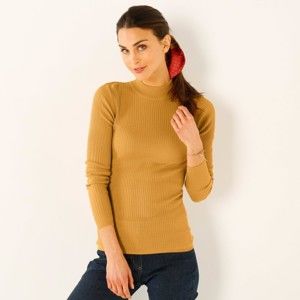 Blancheporte Žebrovaný pulovr se stojáčkem, délka cca 63 cm šafránová 52