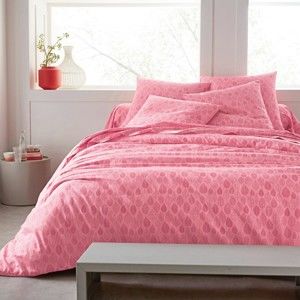 Blancheporte Ložní souprava Rosy, polyester-bavlna růžová povlak na přikrývku+2 polštáře