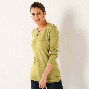 Blancheporte Jednobarevný pulovr s kulatým výstřihem zelená mechová 50