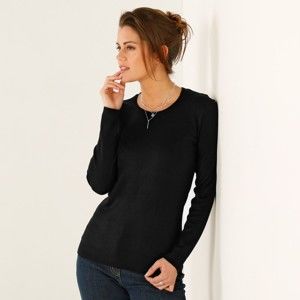 Blancheporte Jednobarevný pulovr s kulatým výstřihem černá 46/48