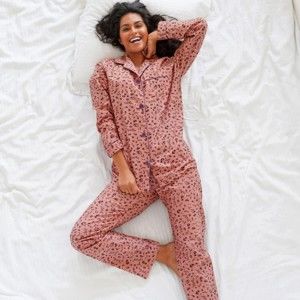 Blancheporte Flanelové pyžamo se vzorem růžová 52