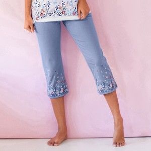 Blancheporte Krátké pyžamové kalhoty s kytičkovým potiskem modrošedá 54