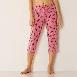 Blancheporte 7/8 pyžamové kalhoty s peříčky růžová 52